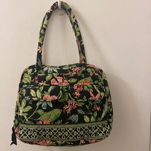 Very Bradley Botanica Green, Pink, and Black Quilted Floral Shoulder Bag